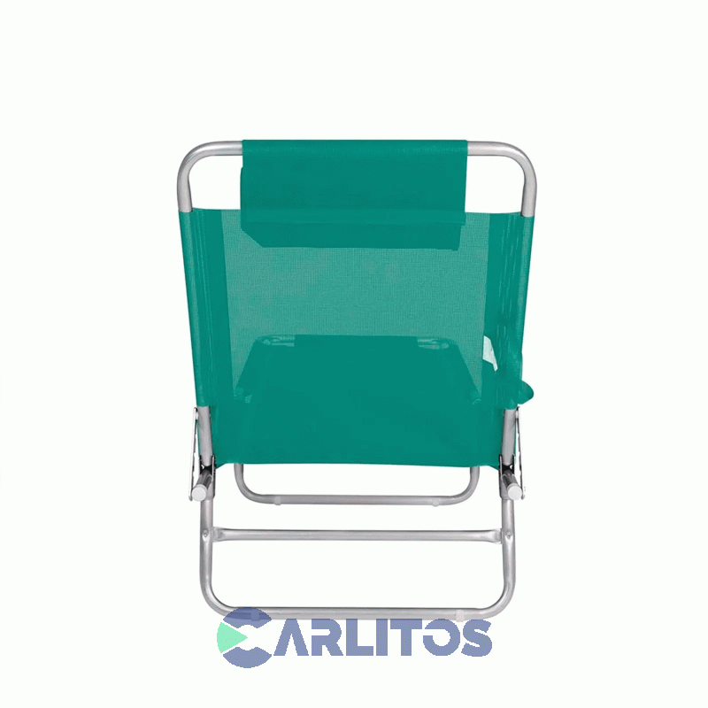 Reposera De Aluminio Plegable Tela Sannet 4 Posiciones Mor 2702 Turquesa