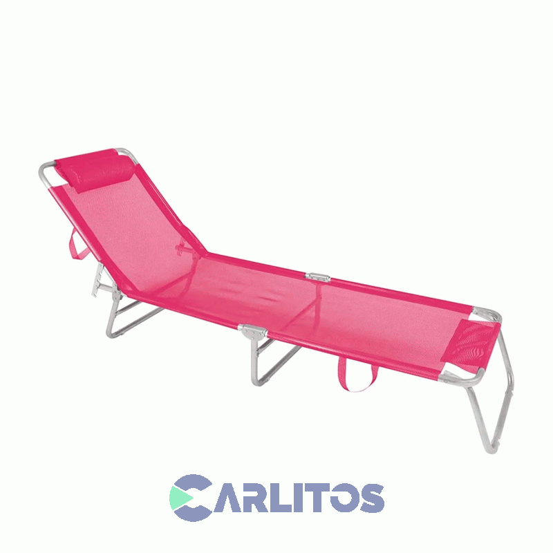 Reposera De Aluminio Plegable Tela Sannet 4 Posiciones Mor  2704 Fucsia