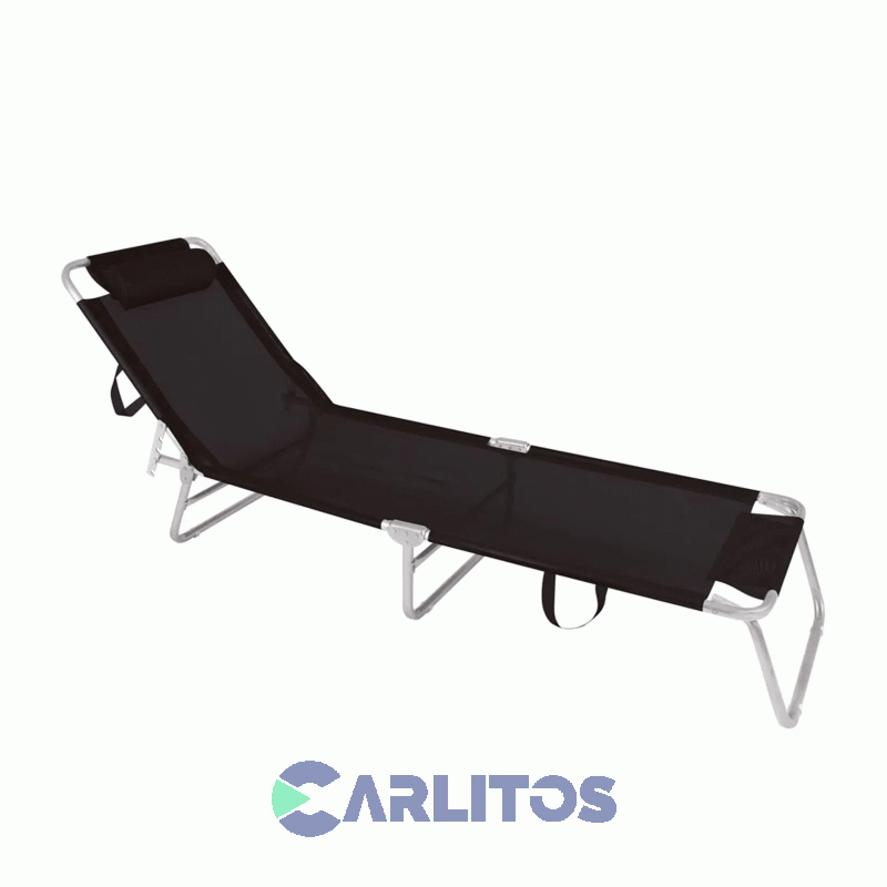 Reposera De Aluminio Plegable Tela Sannet 4 Posiciones Mor 2705 Negra