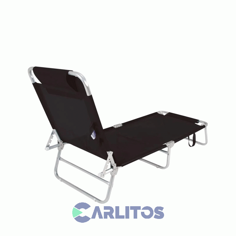 Reposera De Aluminio Plegable Tela Sannet 4 Posiciones Mor 2705 Negra
