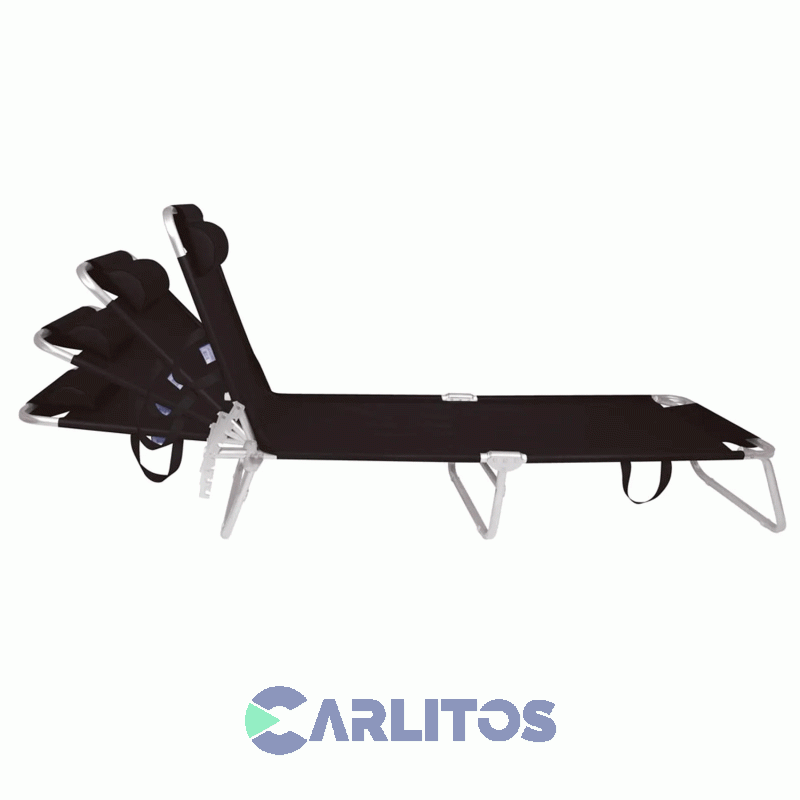 Reposera De Aluminio Plegable Tela Sannet 4 Posiciones Mor 2705 Negra