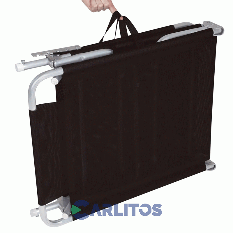 Reposera De Aluminio Plegable Tela Sannet 4 Posiciones Mor 2705 Negra