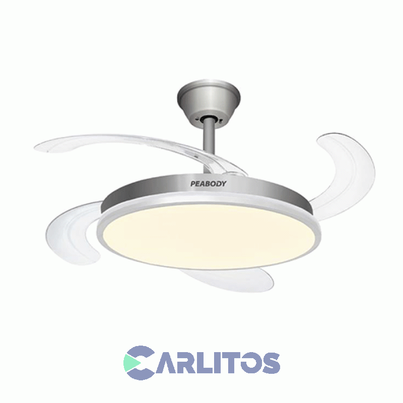 Ventilador De Techo Retráctil Peabody Acero Palas Acrílico Con Led Pe-vtrdc410s