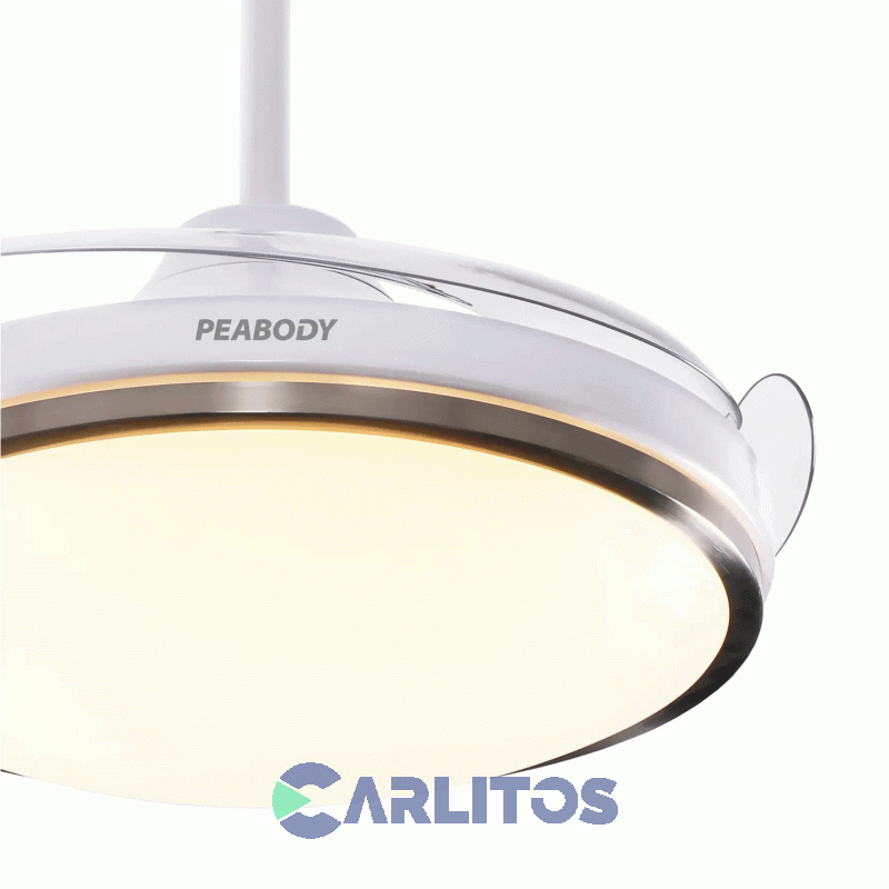 Ventilador De Techo Retráctil Peabody Blanco Palas Acrílico Con Led Pe-vtrdc425b