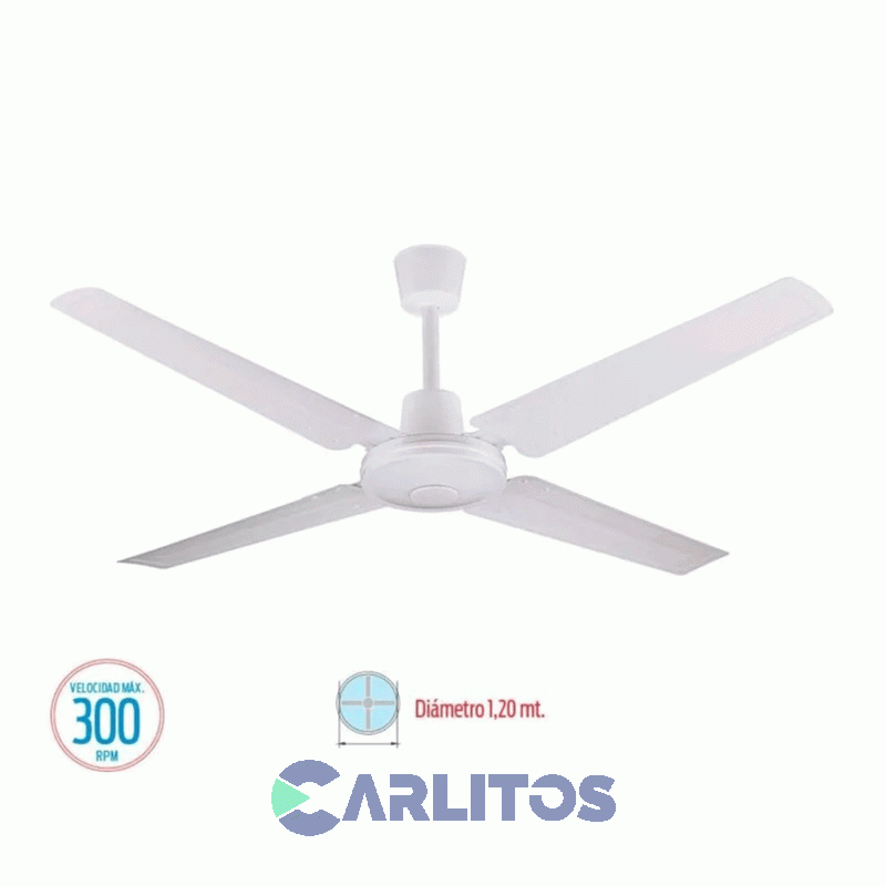 Ventilador De Techo Liliana Blanco Palas Metálica Sin Luz Vthb104