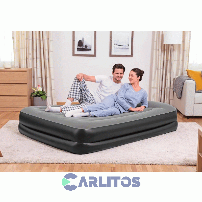 Colchon Inflable Doble Con Inflador Electrico 203 X 152 X 46 Cm Bestway 67403