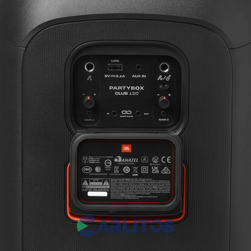 Parlante Torre Jbl Con Bluetooth Y Bateria 160 Watts Rms Partybox Club 120 Negro