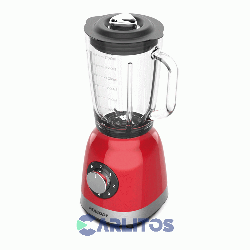 Licuadora Peabody 1200 Watts Con Jarra De Vidrio Pe-ln1210dmrm Roja Metalizada