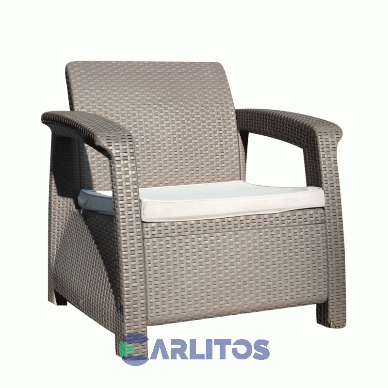 Juego De Jardín Simil Ratan 3 Cuerpos Voss Roma Set1 Capuchino