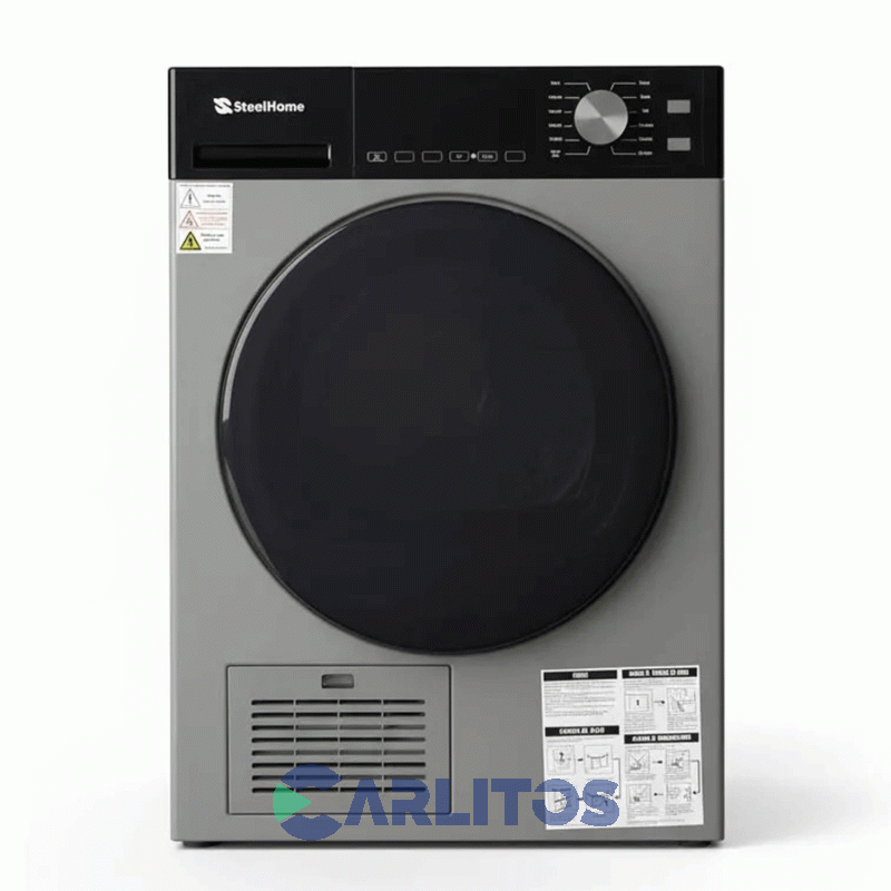 Secarropa Automático Por Calor Y Condensación Steel Home 8 KG Gris- Sh-sc8g