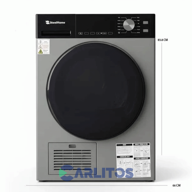 Secarropa Automático Por Calor Y Condensación Steel Home 8 KG Gris- Sh-sc8g