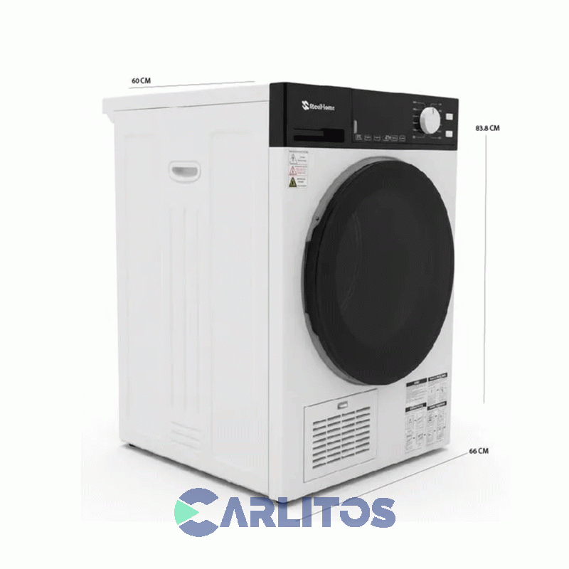 Secarropa Automático Por Calor Y Condensación Steel Home 8 KG Blanco - Sh-sc8b