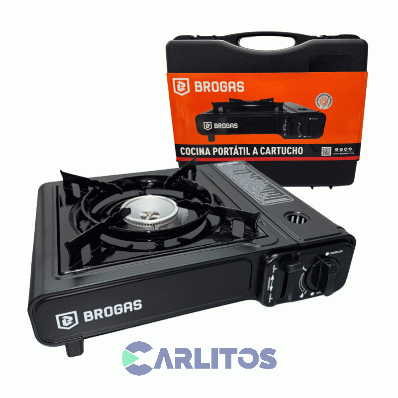 Anafe Portátil A Gas Butano Brogas Con Valija Plástica 465-m Negro