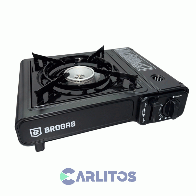 Anafe Portátil A Gas Butano Brogas Con Valija Plástica 465-m Negro