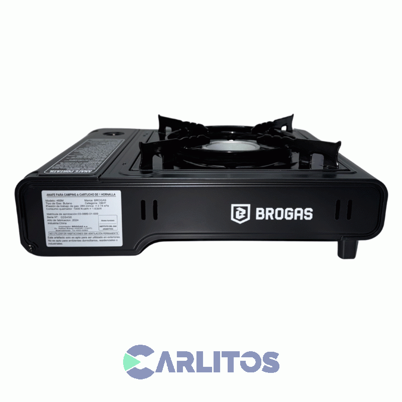 Anafe Portátil A Gas Butano Brogas Con Valija Plástica 465-m Negro