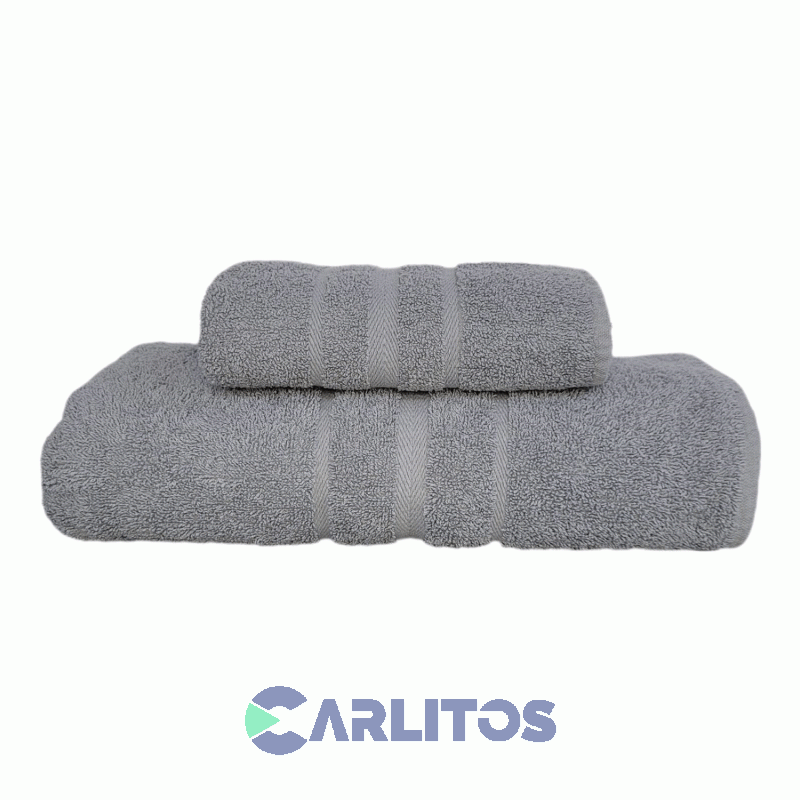 Juego De Toalla Y Toallon 550 Gramos Salum Gris Plata