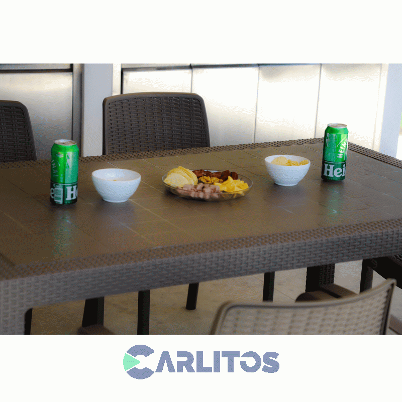 Mesa Simil Rattan Voss Indonesia 1.50 Mts Tapa Plástica Capuchino
