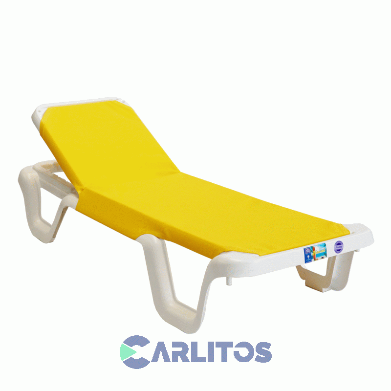 Reposera Pvc Lona Voss 5 Posiciones Color Amarillo Hawaii