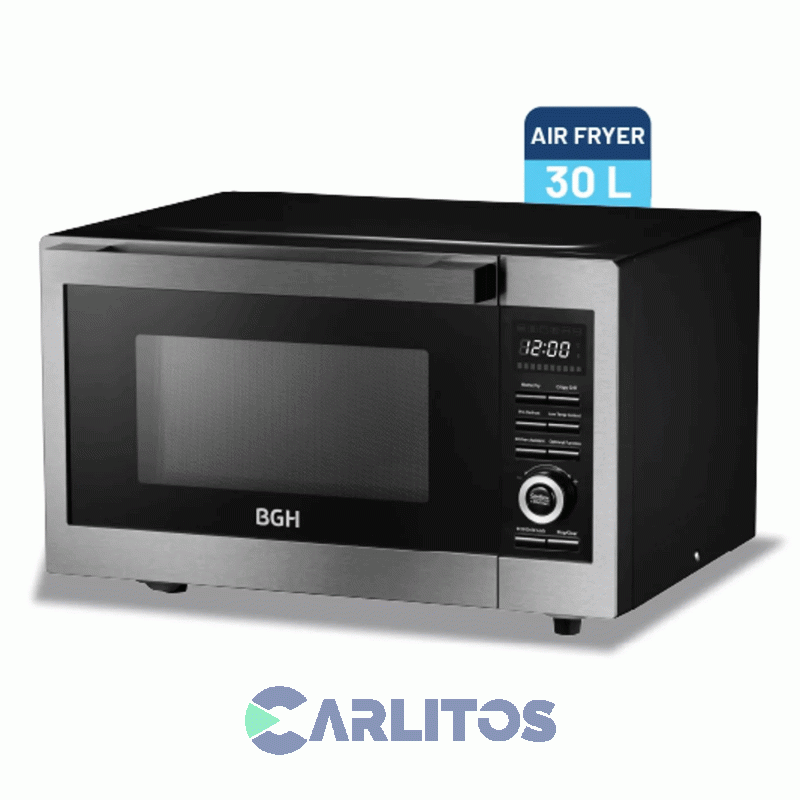 Microondas Y Air Fryer Con Grill Bgh Digital 30 Litros Negro B330dfn24