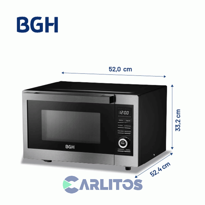 Microondas Y Air Fryer Con Grill Bgh Digital 30 Litros Negro B330dfn24