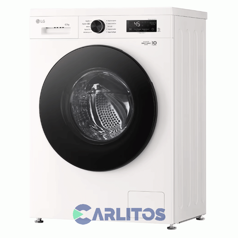 Lavarropa Carga Frontal Lg Inverter 6.5 Kg 1200 Rpm Blanco Wm65gwvfs6