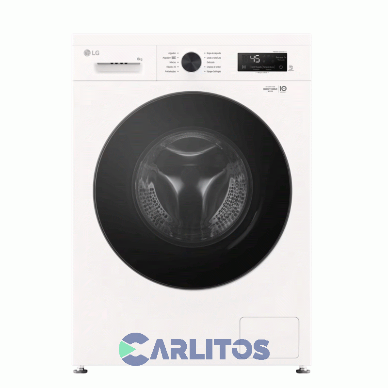 Lavarropa Carga Frontal Lg Inverter 8 Kg 1200 Rpm Blanco Wm80gwvfs6