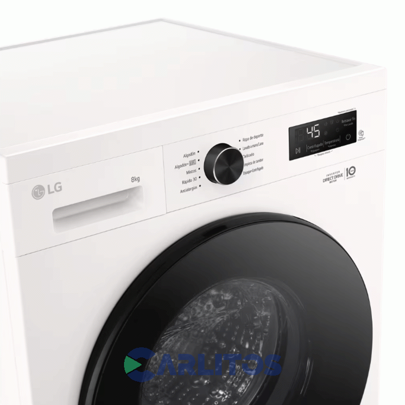 Lavarropa Carga Frontal Lg Inverter 8 Kg 1200 Rpm Blanco Wm80gwvfs6
