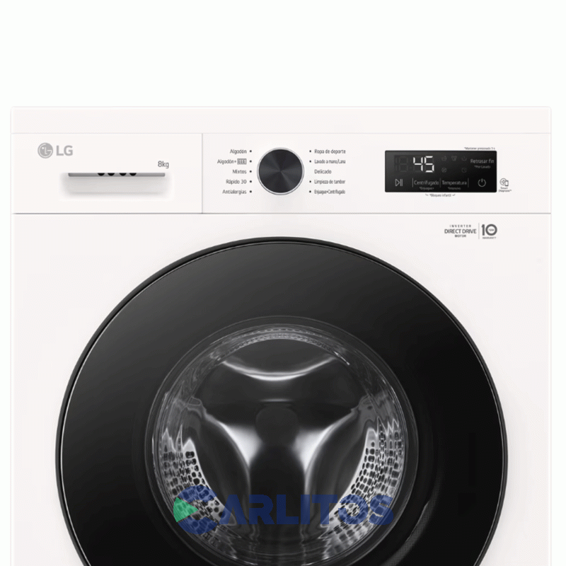 Lavarropa Carga Frontal Lg Inverter 8 Kg 1200 Rpm Blanco Wm80gwvfs6
