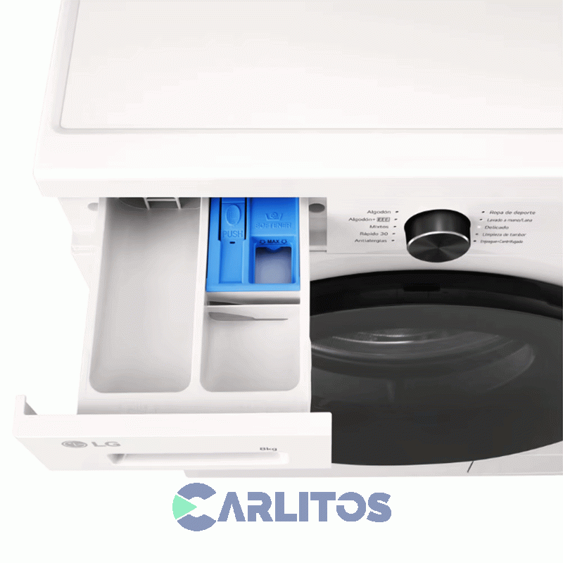 Lavarropa Carga Frontal Lg Inverter 8 Kg 1200 Rpm Blanco Wm80gwvfs6