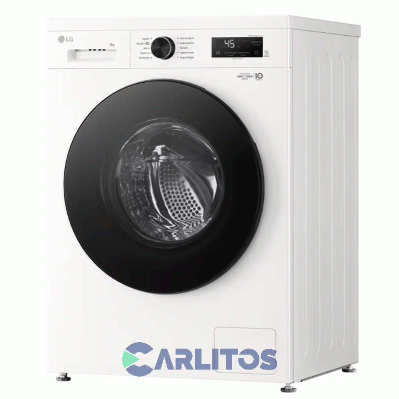 Lavarropa Carga Frontal Lg Inverter 8 Kg 1200 Rpm Blanco Wm80gwvfs6