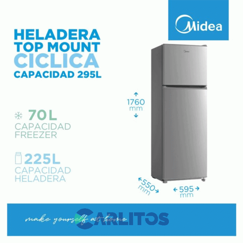 Heladera Con Freezer Midea 295 Litros Plata Mdrt414fge50a