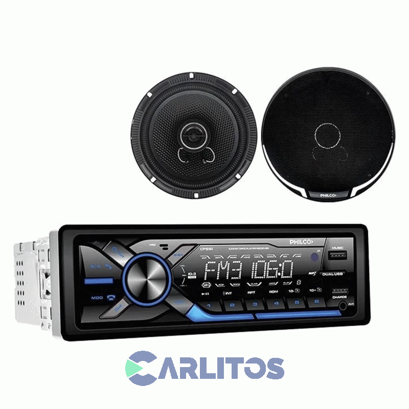 Combo Autoestereo Usb + Parlantes 2 Vías 6.5'' 250 Watts Philco Cps90