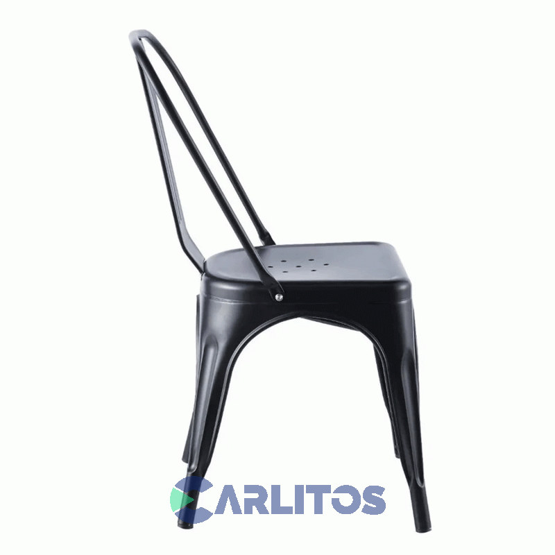 Combo 4 Sillas Tolix Acero Garden Life Negra Mate Ft540001 En Caja