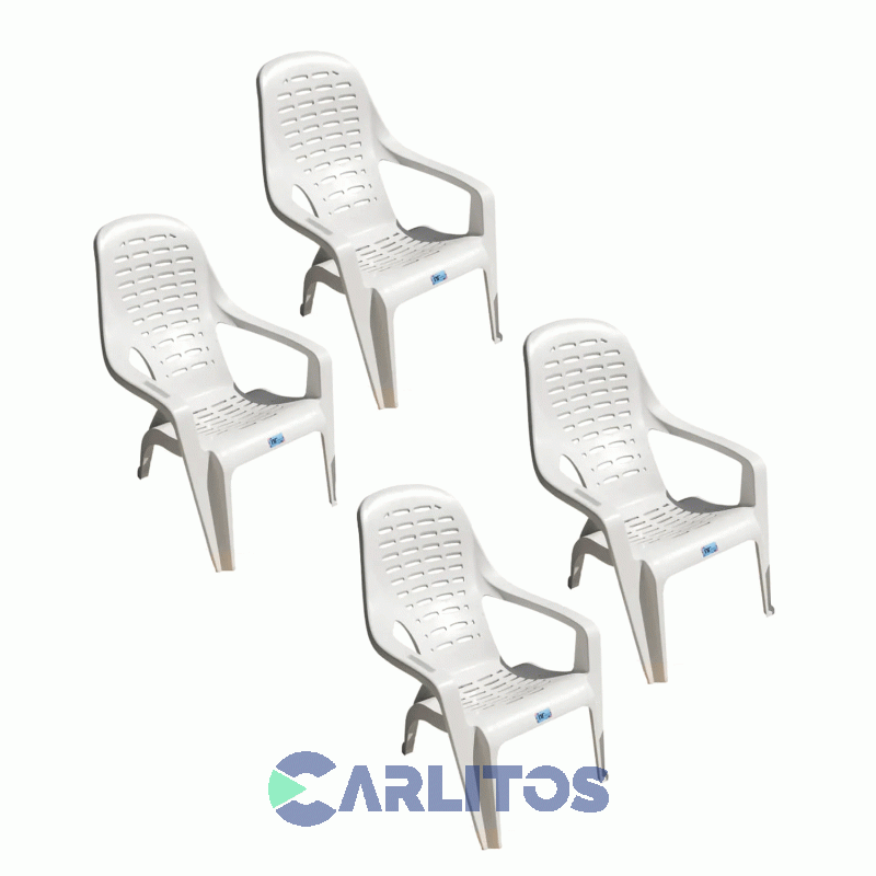 Combo X 4 Sillones Pvc Nr Beach Blanco