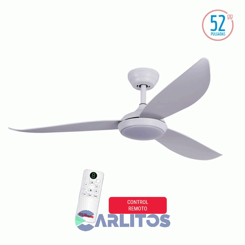 Ventilador De Techo Liliana Blanco Palas Plasticas Con Luz Vthp813r