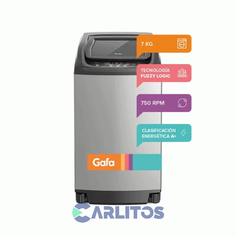 Lavarropa Carga Superior Gafa 7 KG - 760 RPM Gris Fuzzy Fit P