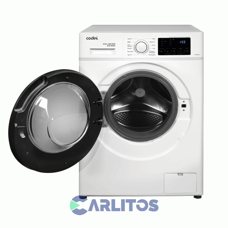 Lavarropa Carga Frontal Codini Inverter 8 Kg 1400 Rpm Aiafa8014b Blanco