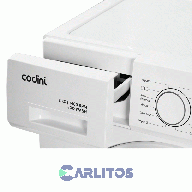 Lavarropa Carga Frontal Codini Inverter 8 Kg 1400 Rpm Aiafa8014b Blanco