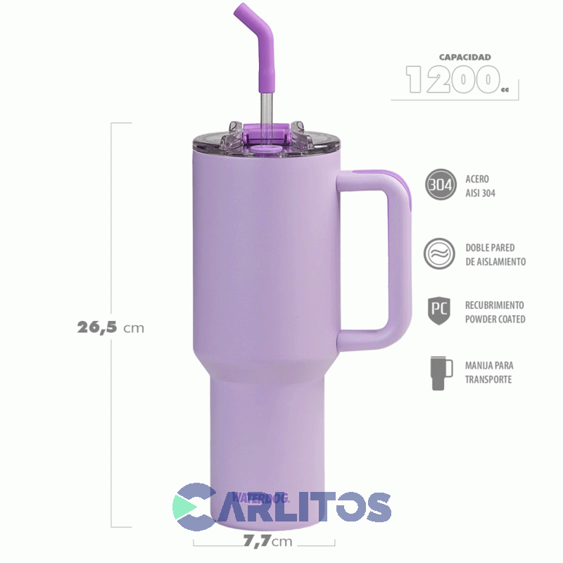 Vaso Doble Pared Waterdog Cold1200pk Pink Stick