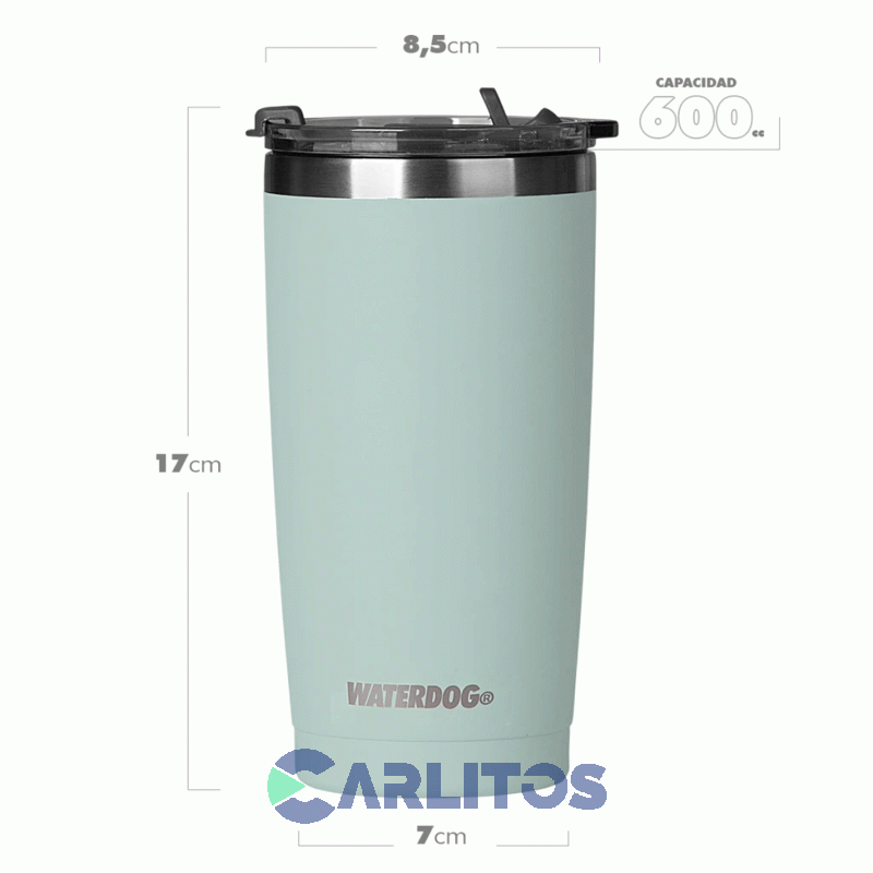 Vaso Con Tapa Waterdog Vitta600pg Verde Paraiso