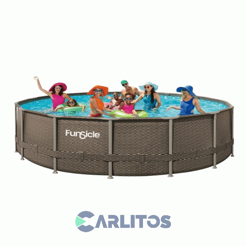 Pileta De Lona Redonda Funsicle Diseño Ratan 2.44 X 0.76 Cm P2q008300