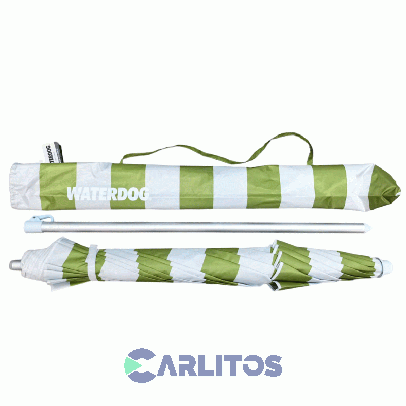 Sombrilla De Aluminio 2 Metros Reforzada Tela Polyester Waterdog Umb2010algm Verde
