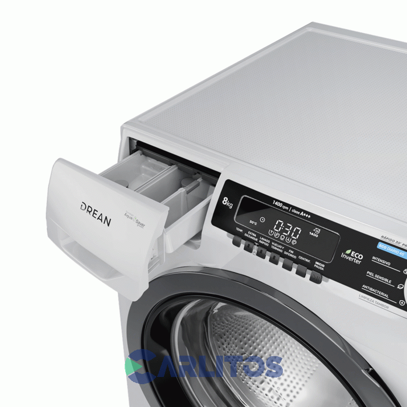 Lavarropa Carga Frontal Drean Inverter 8 KG - 1400 RPM Blanco Lcfdr0814sb0