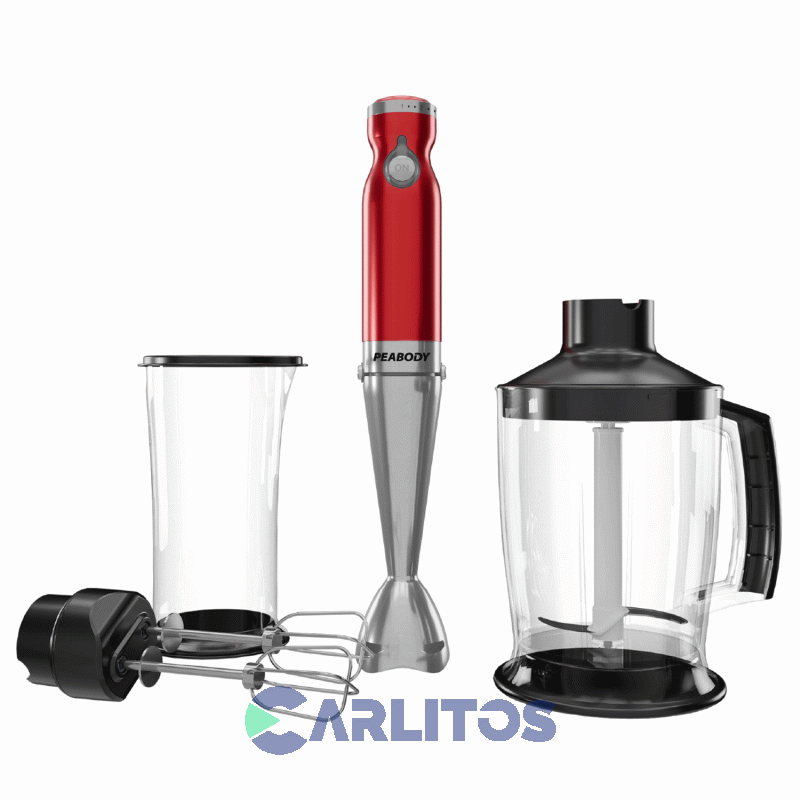 Minipimer Varilla Metal Peabody 1000 Wts Pe-lma328rm Rojo Metalizado