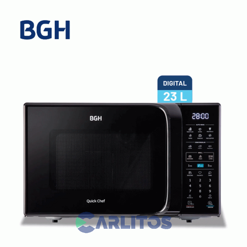 Microondas Con Grill BGH Digital 23 Litros Negro B223dn20i