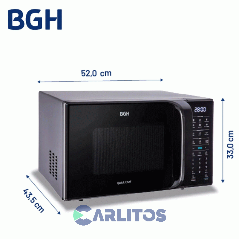 Microondas Con Grill BGH Digital 28 Litros Negro B228dn20i