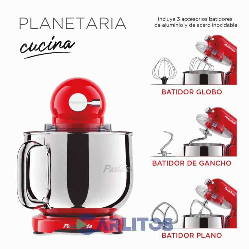 Batidora De Pie Planetaria Pastalinda 1200 Watts Sm-1522ml Crema