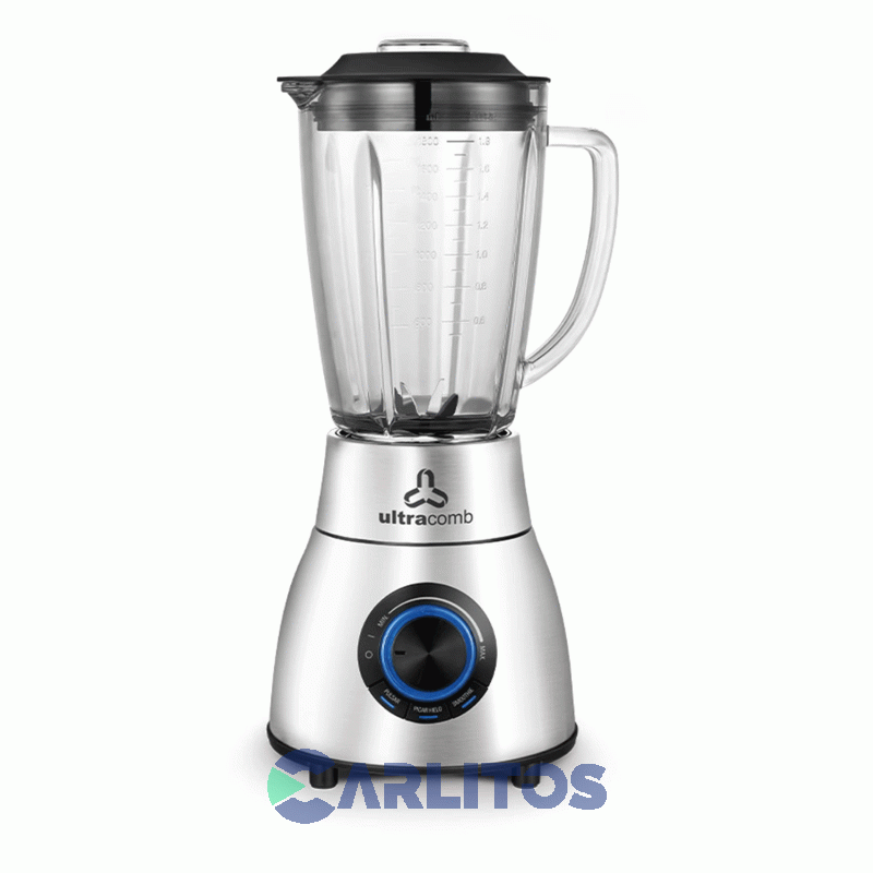 Licuadora Ultracomb Con Jarra De Vidrio 1200 Watts - 3 Velocidades Lc2026 Acero Inoxidable