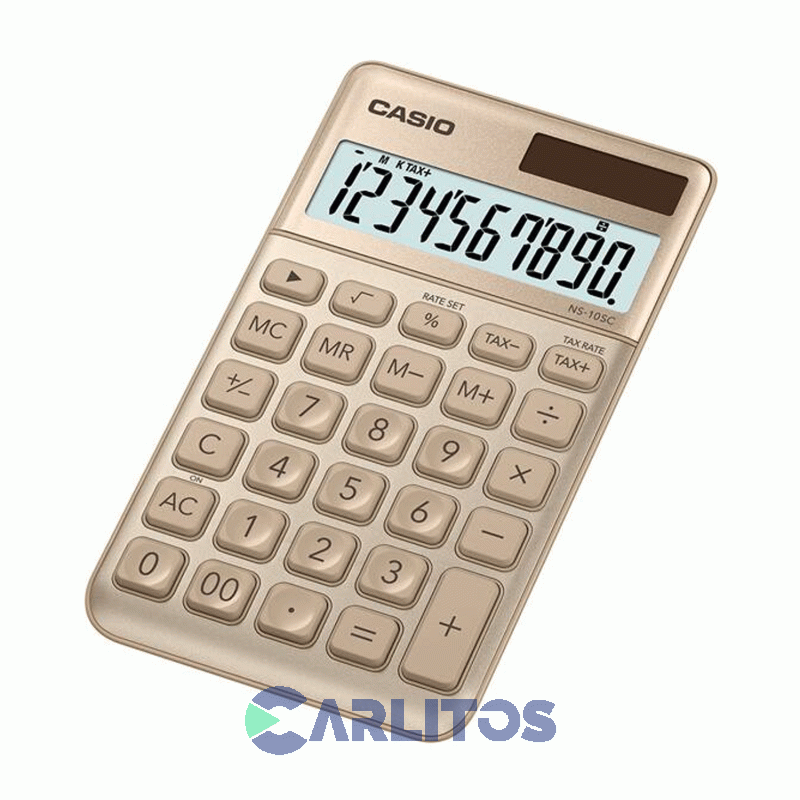 Calculadora De Escritorio 10 Dígitos Color Dorado Casio Ns-10sc-gd