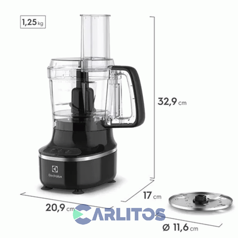 Multiprocesadora Electrolux 300 Watts 3 En 1 - 2 Vel Efp500 Negra